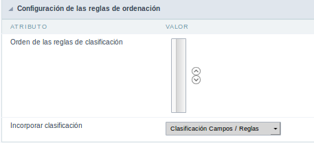 Sorting rules settings