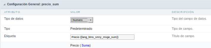 General summary field settings