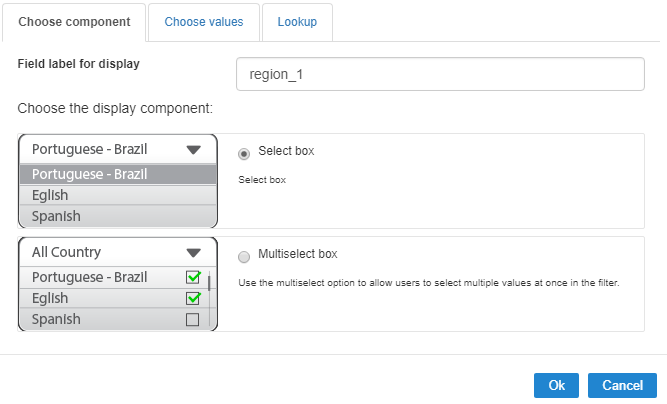 Text field settings.