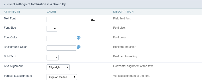 Formatting the totalization label in the summary