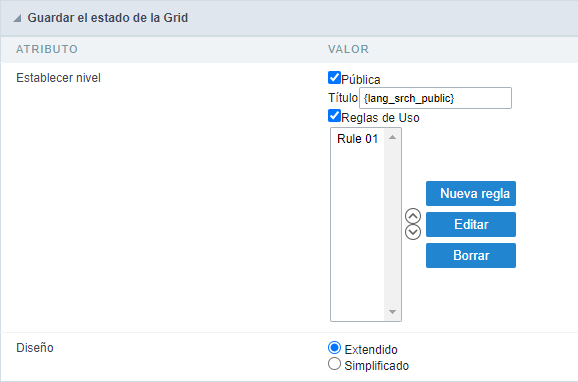 Guardar la configuración de la opción de cuadrícula