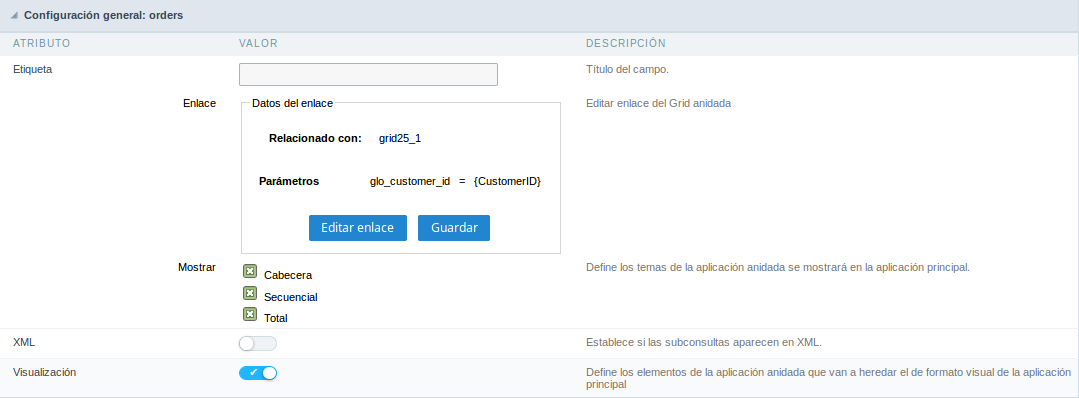 Nested Grid general settings