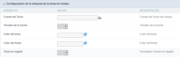 Totals setting options