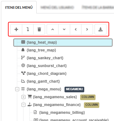 Interfaz de Configuración del Menú.