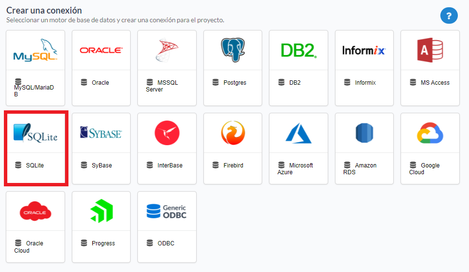 Selección de la conexión a la base de datos