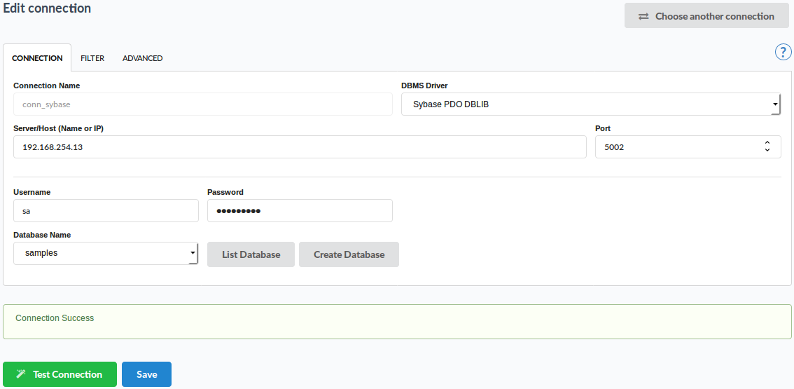  Connecting with SyBase database