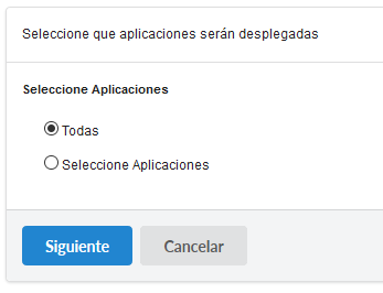 Seleccione las aplicaciones que se desplegarán