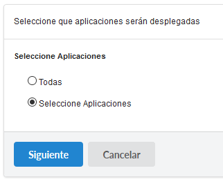 Seleccione las aplicaciones que se desplegarán