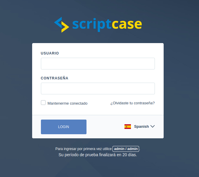 Tela de login Scriptcase