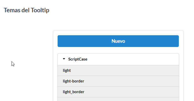 Lista de temas de tooltips