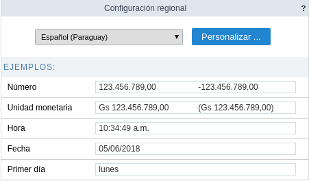 Regional Settings Page