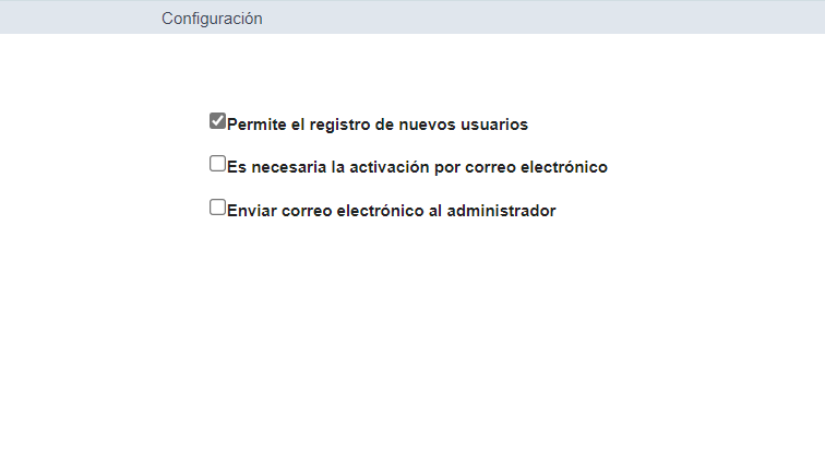 Pantalla de configuración general del módulo de seguridad