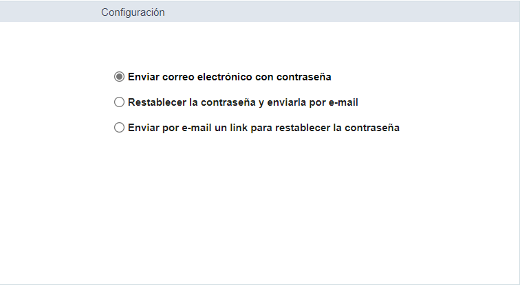 Pantalla de configuración general del módulo de seguridad