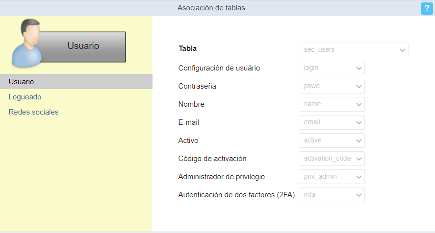 Table association screen