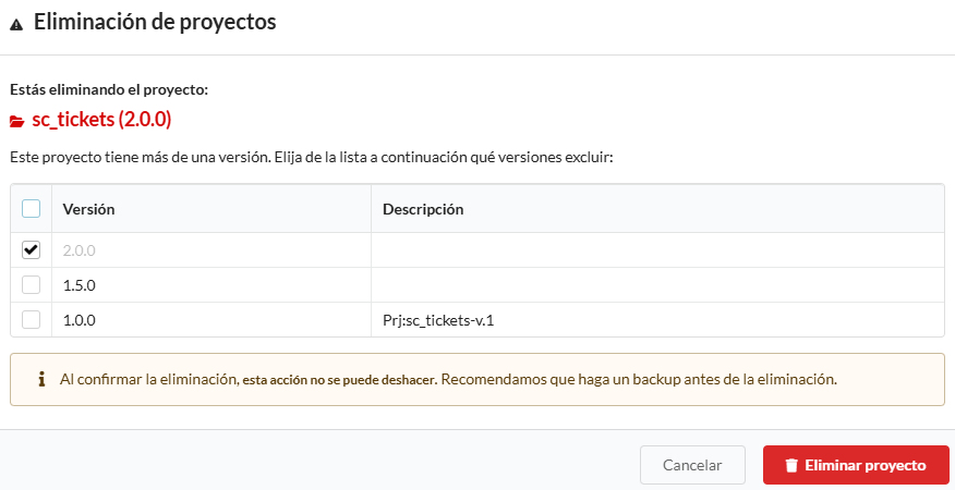 Eliminar proyecto