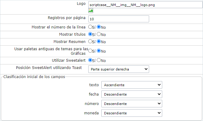 Default Values – Common Settings