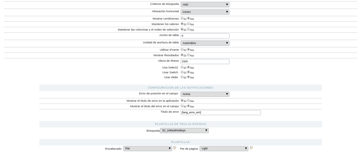 Default Values – Search