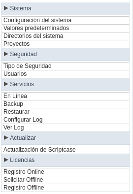 Settings menu