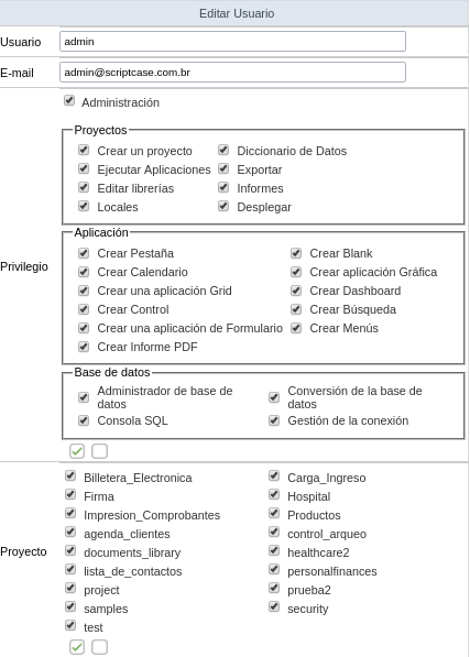 Editing a user from ScriptCase