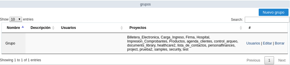  Log configuration screen