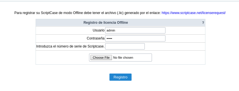 Offline registration screen