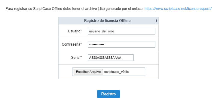 Offline registration screen