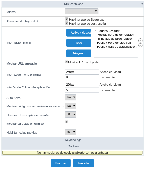 Interface for Configuring ScriptCase way of use