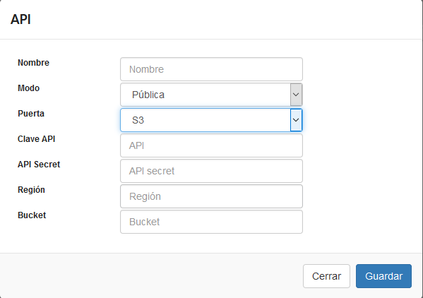 Configuración de la API de Amazon S3