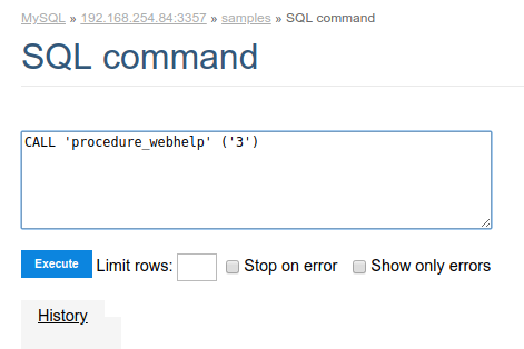 Calling procedure using the SQL command