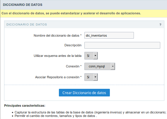 Initial page data dictionary