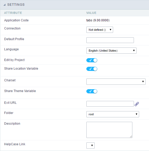 Settings interface.