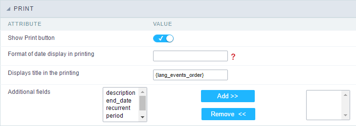 Print export settings.