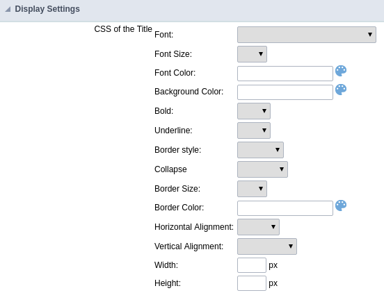 Display Settings configuration Interface.