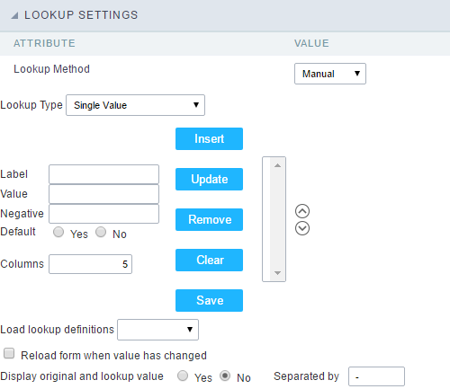 Manual Lookup Interface.