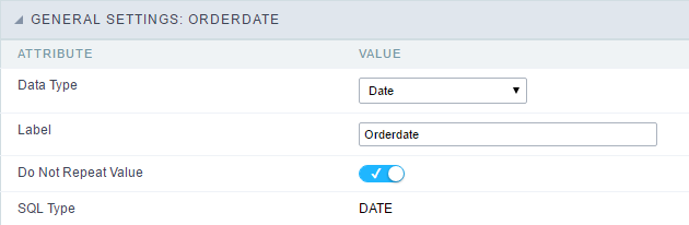 Date field Configuration Interface.