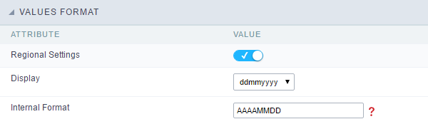 Format of Values with Regional Settings.