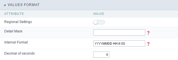 Format of Values without Regional Settings.