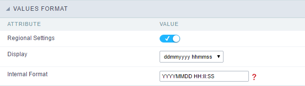 Format of Values with Regional Settings.