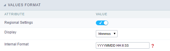 Format of Values with Regional Settings.