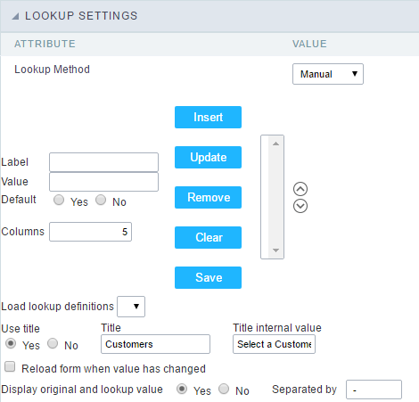 Manual Lookup Interface.