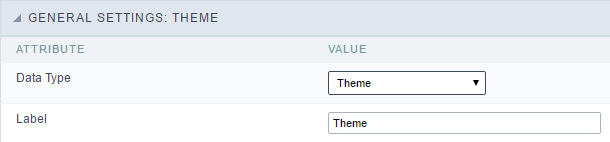 Theme field configuration Interface.