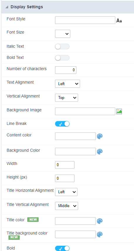 Display Settings configuration Interface.