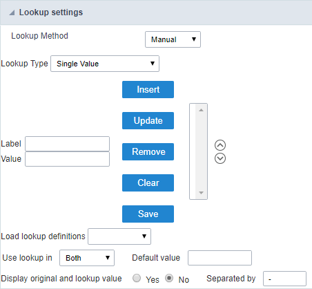 Manual Lookup Interface.