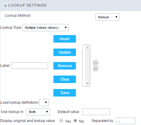 Manual Lookup Interface.