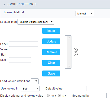 Multivalued lookup configuration (position)