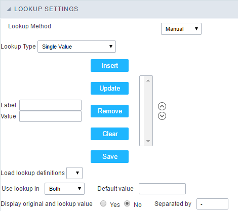 Manual Lookup Interface.