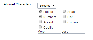 Characters configuration Interface.