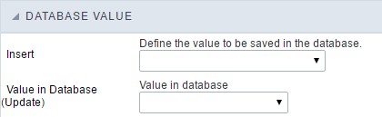Database Values configuration Interface.