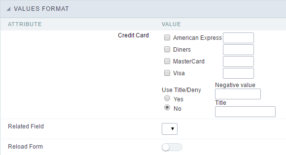 Format of Values Interface.