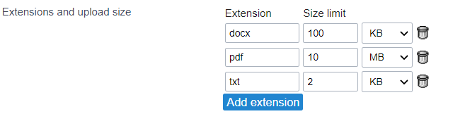 Configurações de permissão de extensão